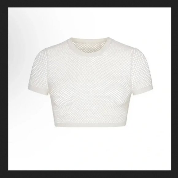NWT 4X Skims Sport Perforated Seamless Cropped T-Shirt - Picture 1 of 7
